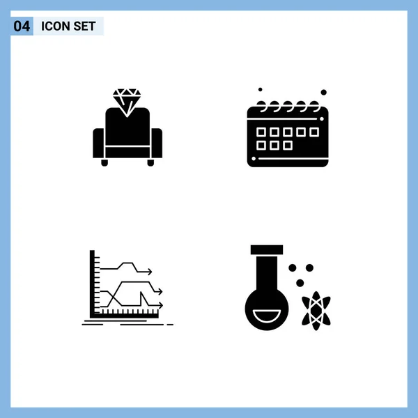 Modern Uppsättning Fasta Glyfer Och Symboler Såsom Bio Diagram Schema — Stock vektor