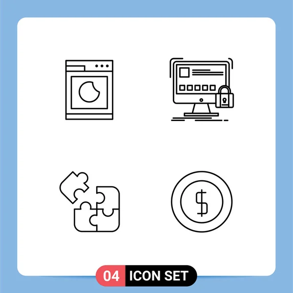 User Interface Line Pack Modern Signs Symbols Cooking Business Clean — Vetor de Stock