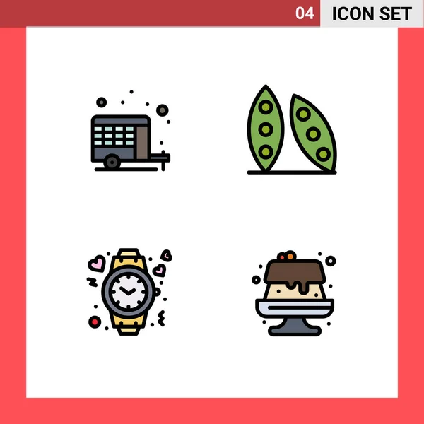 Pictogram Set Simple Filledline Flat Colors Agriculture Heart Spring Food — 스톡 벡터