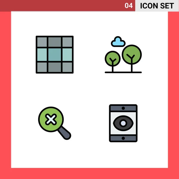 Filledline Flat Colors Pictograph Grid Spy Evergreen Tree Search Editable — 스톡 벡터