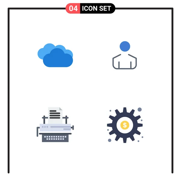 Flat Icon Pack Mit Universellen Symbolen Für Wolkenregen Typ Regenwetter — Stockvektor