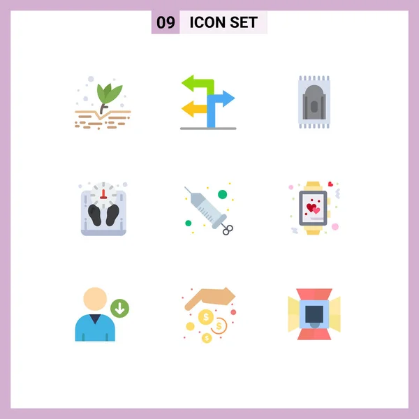 Mobile Interface Flat Color Set Pictograms Spa Injection Praying Drop — Stockový vektor