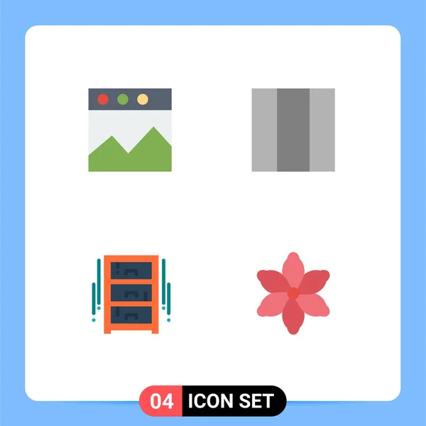 Set Vector Flat Icons Grid Analytics Wardrobe Grid Furniture Nature — Stock Vector