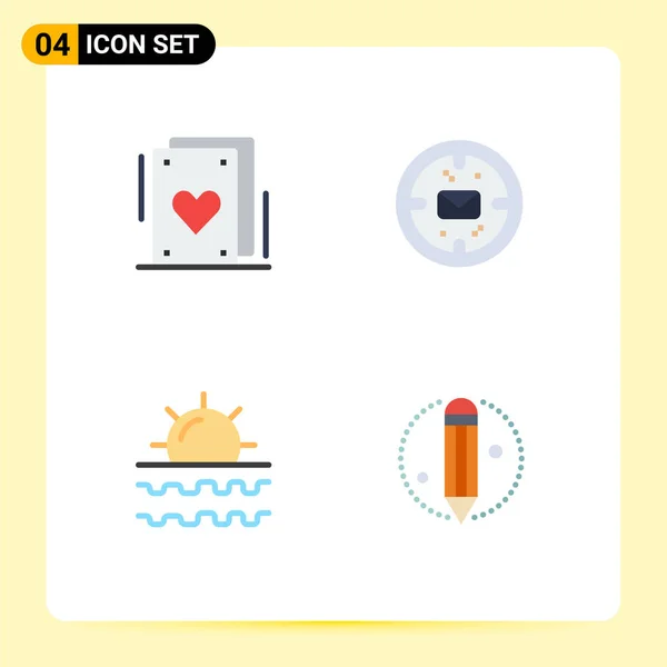Pictogram Set Simple Flat Icons Cards Sun Business Mail Vacation — Stock Vector