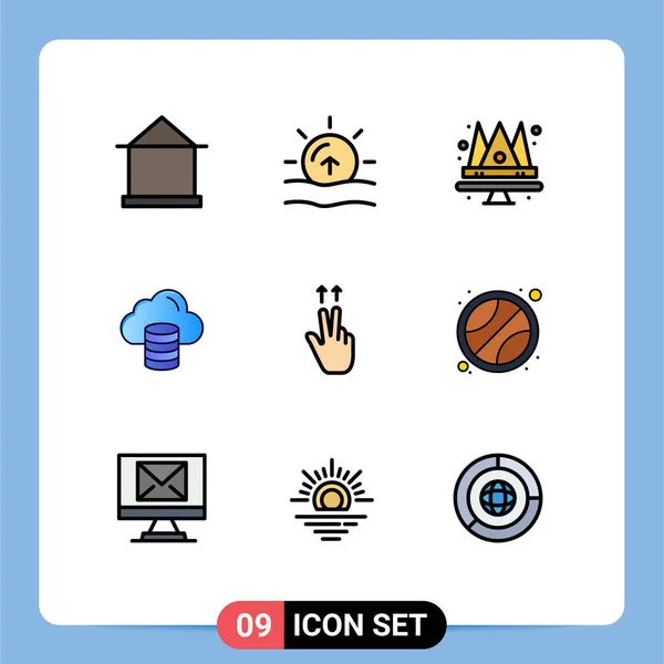 Iconos Creativos Signos Símbolos Modernos Dedos Dinero Tiempo Computación Reina — Vector de stock