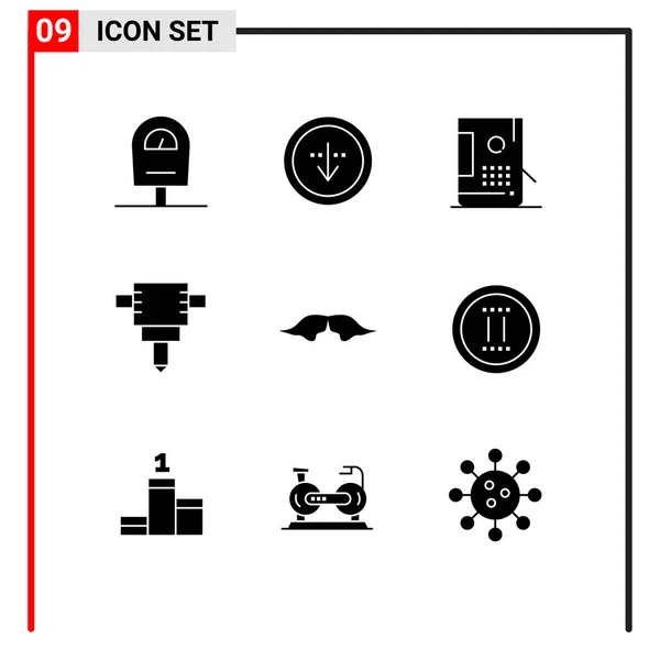 Universal Icon Symbols Group Modern Solid Glyphs Male Hipster Bucket — Διανυσματικό Αρχείο