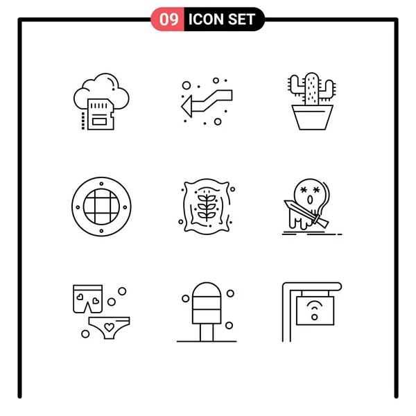 Set Modern Icons Symbols Signs Agriculture Light Left Lamp Spring — Stock Vector