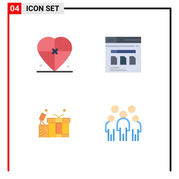 Set Iconos Planos Comerciales Pack Para Caja Archivo Amor Seguro — Vector de stock