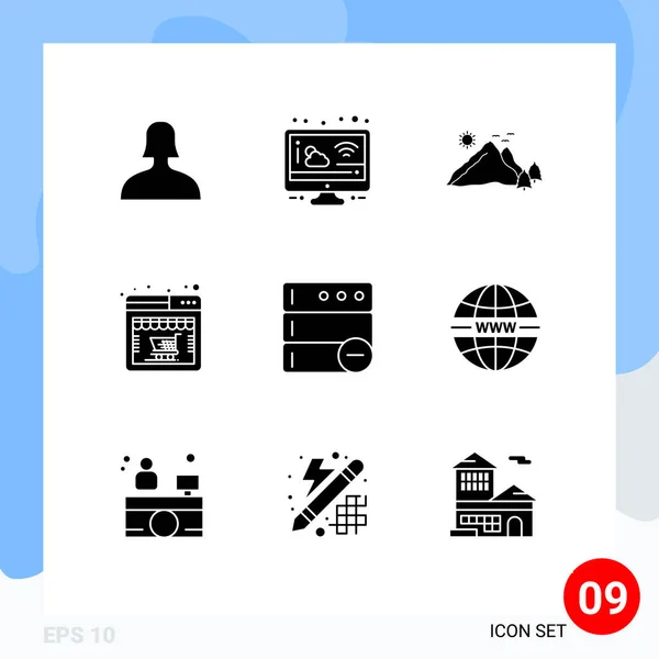 Iconos Creativos Signos Símbolos Modernos Eliminar Tienda Línea Paisaje Web — Vector de stock