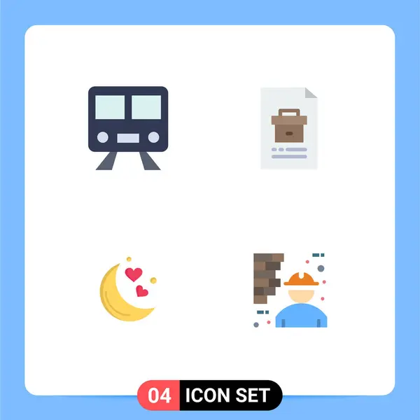 Mobile Interface Flat Icon Set Mit Piktogrammen Von Karten Mond — Stockvektor