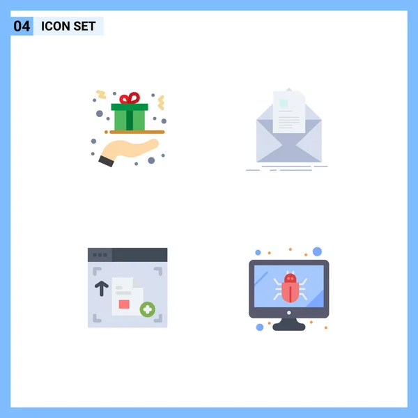 Flat Icon Pack Símbolos Universales Navidad Briefing Mano Contrato Web — Vector de stock