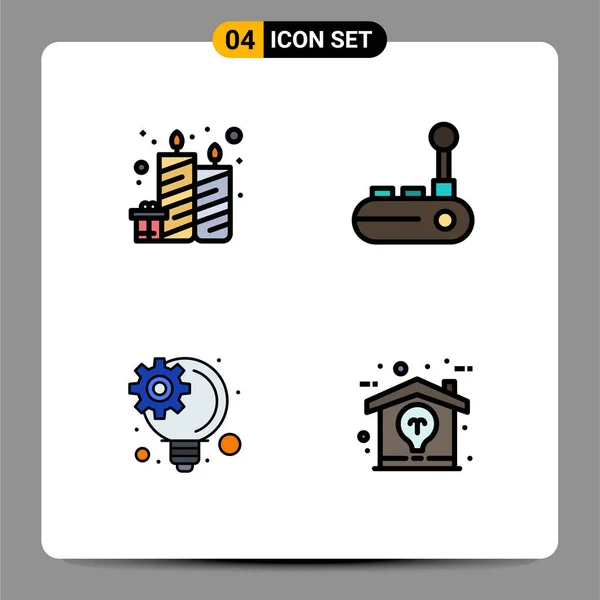 2015 Mobile Interface Filledline Flat Color Set Pictograms Birthday Innovative — 스톡 벡터