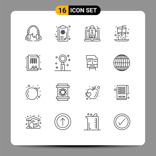 Universal Icon Symbols Group Modern Outlines Sheet Juice Discount Food — Stockový vektor