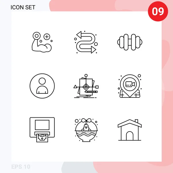 Stock Vector Icon Pack Line Signs Symbols Plan Foretelling Sports — Stock Vector