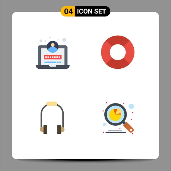 Mobile Interface Flat Icon Set Mit Piktogrammen Für Entwicklung Musik — Stockvektor