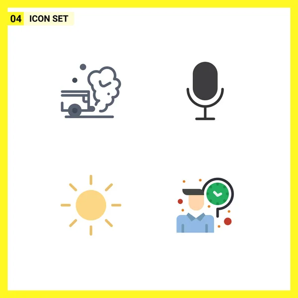 Set Modern Icons Symbols Signs Air Sun Pollution Microphone Routine — Stock Vector