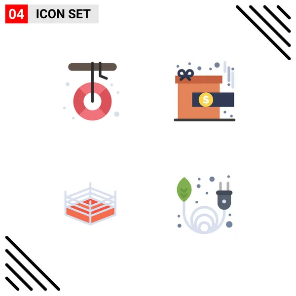 Flat Icon Pack Universal Symbols Boat Boxing Melting Gift Wrestling — Stock Vector