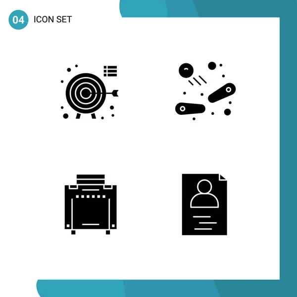 Set Vector Solid Glyphs Grid Darts Tourist Focus Game Hands — Stock Vector