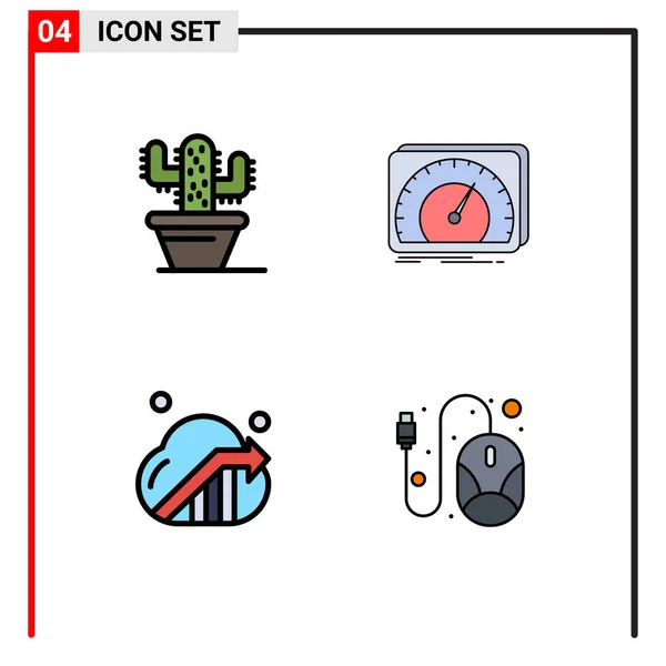 Набор Пиктограмм Simply Filledline Flat Colors Cactus Cloud Dashboard Test — стоковый вектор