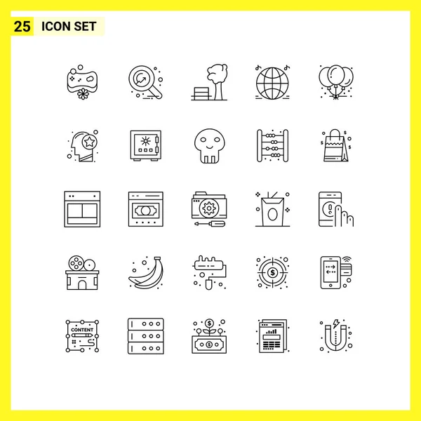 Stock Vector Icon Pack Line Signs Symbols Celebration Balloons Bench — Stock Vector