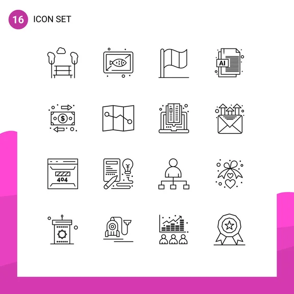 Paquete Iconos Vector Stock Signos Símbolos Línea Para Flujo Flujo — Vector de stock