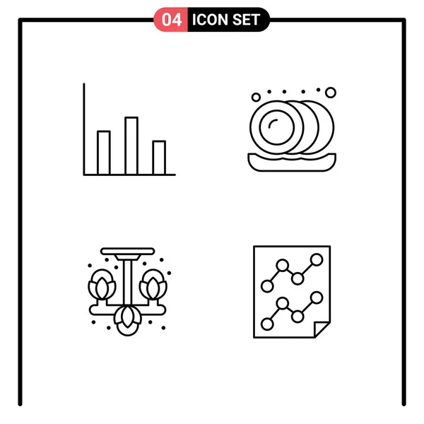 Conjunto Moderno Cores Lisas Filledline Pictograph Finanças Cabide Cozinha Casa — Vetor de Stock