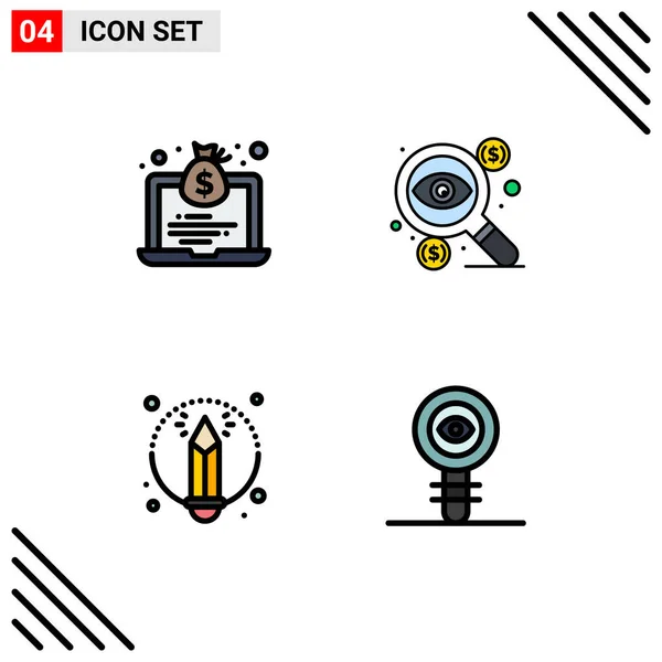 Iconos Creativos Signos Símbolos Modernos Computadora Portátil Creativo Dinero Dólar — Vector de stock