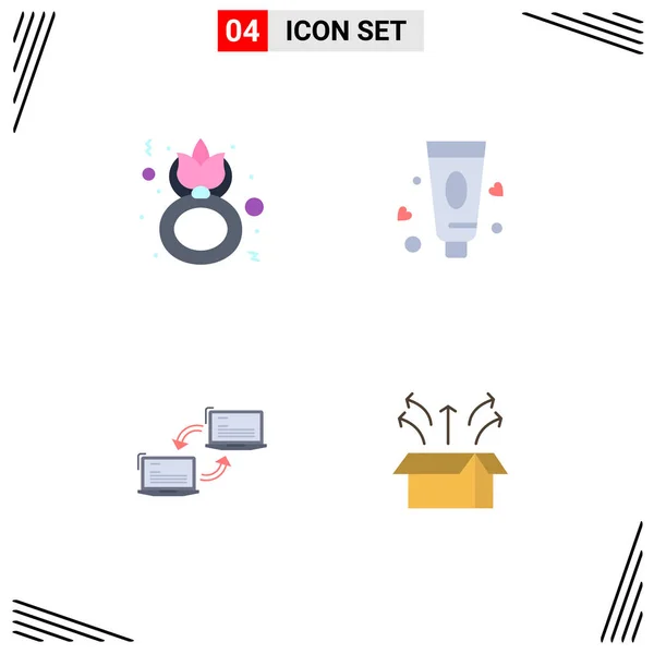 Modern Set Flat Icons Pictograph Day Kapcsolat Nők Krém Hálózat — Stock Vector