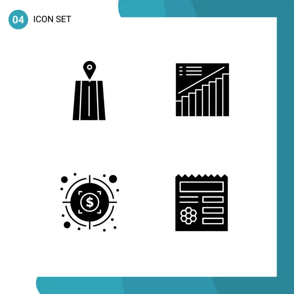 Editable Vector Line Pack Simple Solid Glyphs Navigation Profit Chart — Stock Vector