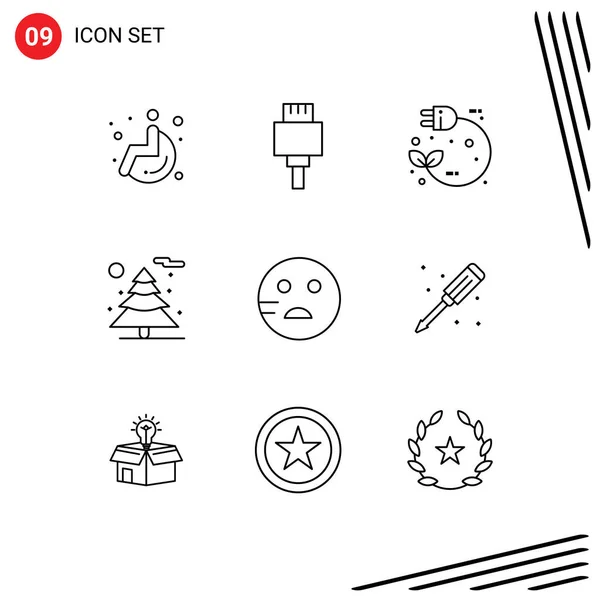 Iconos Creativos Signos Símbolos Modernos Elementos Mecánicos Emojis Plug Sad — Vector de stock