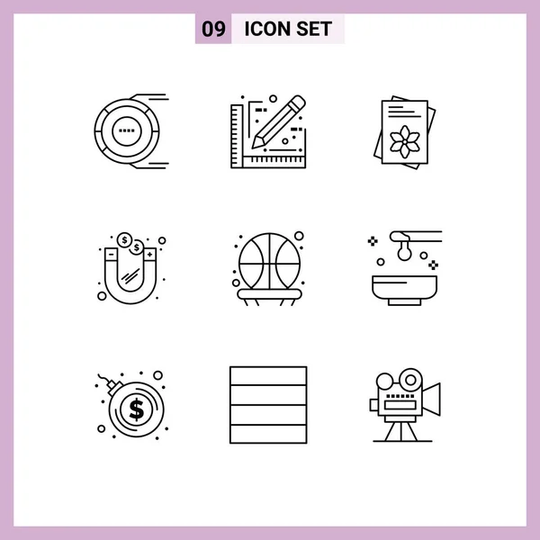 Universal Icon Symbols Group Modern Outlines Backboard Money Sketch Investment — Διανυσματικό Αρχείο