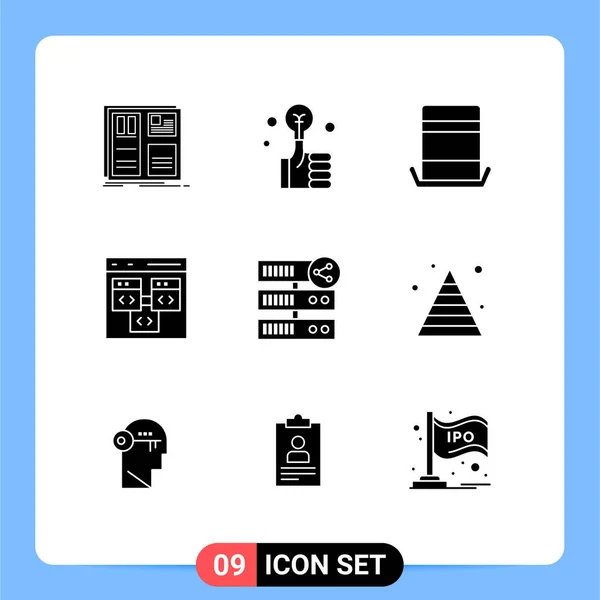 Icone Creative Segni Moderni Simboli Sviluppo Codifica Intelligente Browser Cilindro — Vettoriale Stock