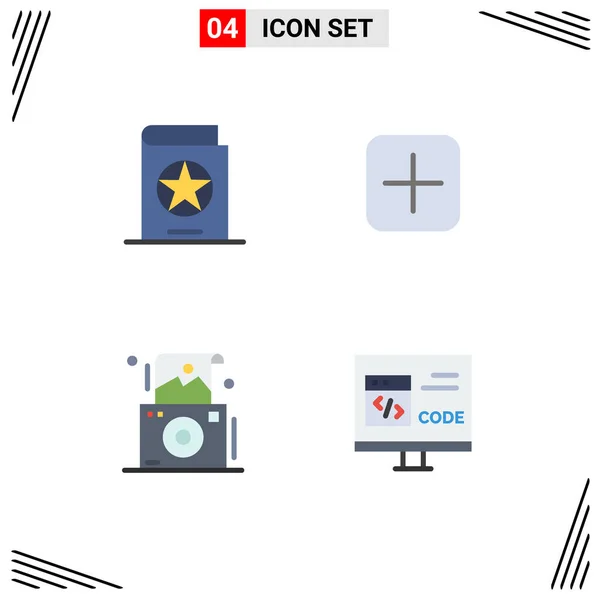 User Interface Pack Basic Flat Icons Book Camera Spells Photography — Stock Vector