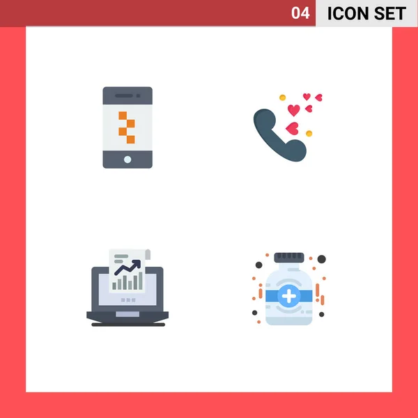 Set Modern Icons Symbols Signs Application Report Technology Heart Laptop — Stock Vector