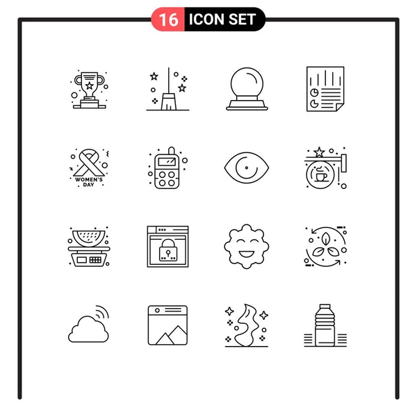 Conjunto Icones Modernos Símbolos Sinais Para Dia Usuário Suporte Vidro — Vetor de Stock