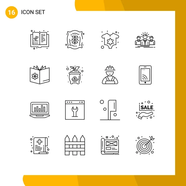 Thematic Vector Outlines Editable Symbols Book Entrepreneur Farm Employee Business — 스톡 벡터
