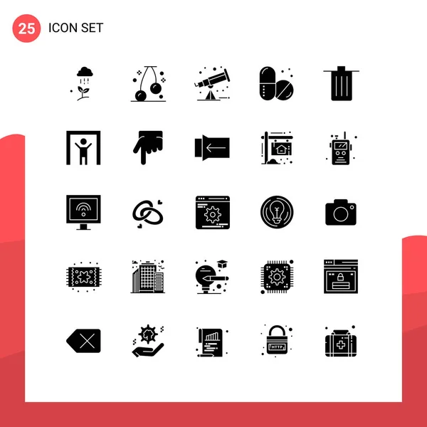 Pack Signos Símbolos Glifos Sólidos Modernos Para Medios Impresión Web — Archivo Imágenes Vectoriales