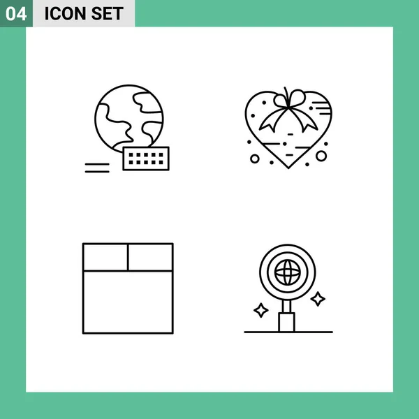 Stock Vector Icon Pack Mit Linienzeichen Und Symbolen Für Welt — Stockvektor