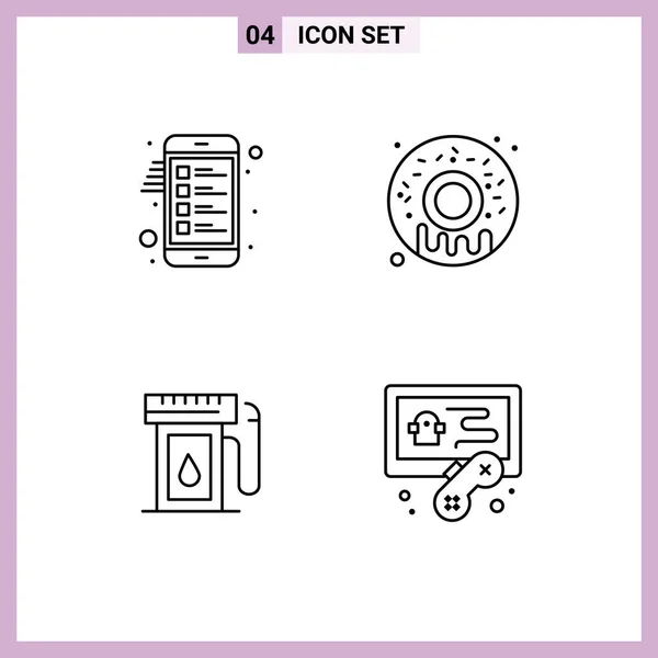 Line Concept Websites Mobile Apps Checklist Oil List Donut Hobbies — Stockový vektor