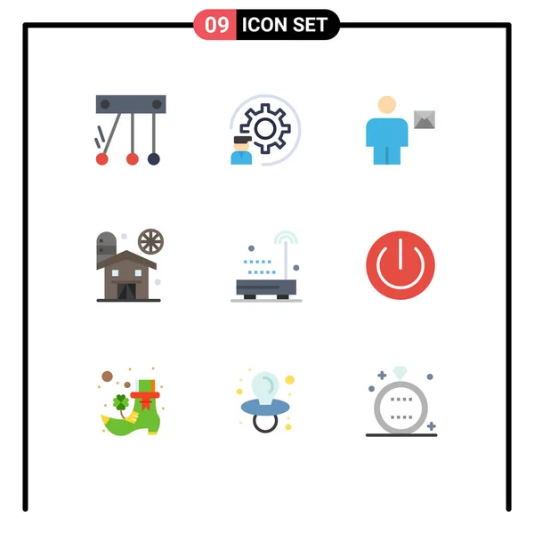 Mobile Interface Flat Color Set Pictograms Devices Farm Avatar Stodola — Stockový vektor