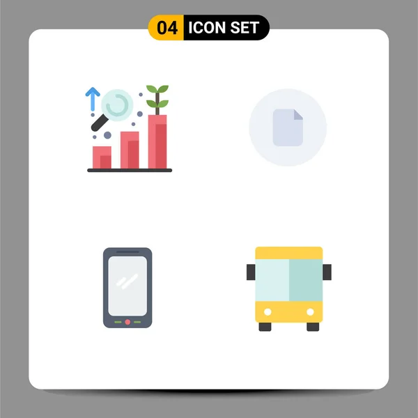 Flat Icon Pack Universal Symbols Research Smart Phone Growth Basic — Stockový vektor