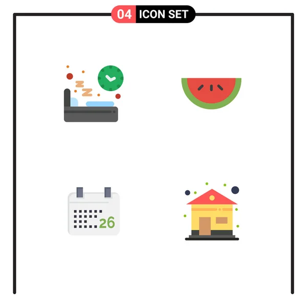 Editable Vector Line Pack Simple Flat Icons Bed Day Sleep — Stock Vector