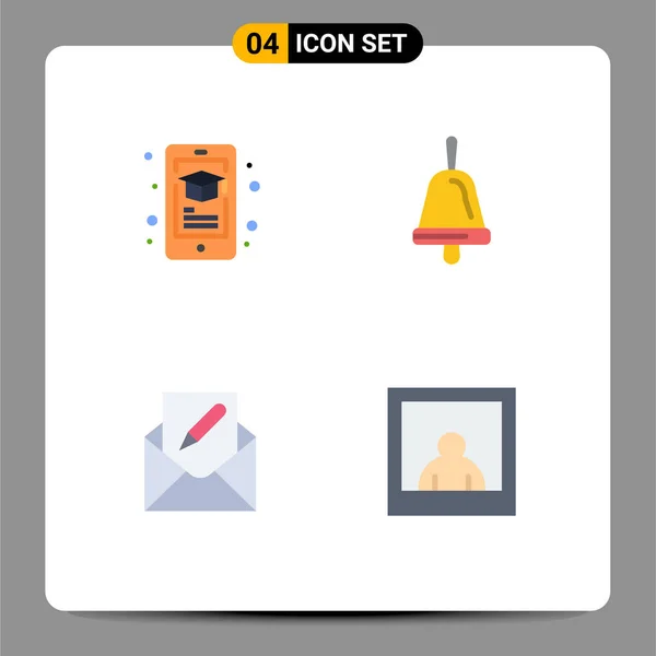 Modern Set Flat Ikonok Szimbólumok Mint Például Oktatás Mail Okostelefon — Stock Vector