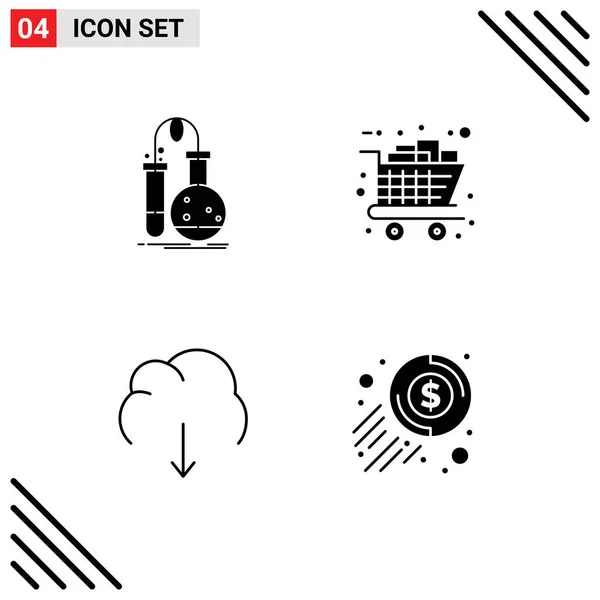 Conjunto Iconos Interfaz Usuario Moderna Signos Para Pruebas Compras Laboratorio — Archivo Imágenes Vectoriales
