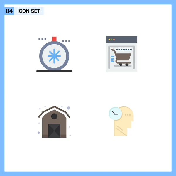 Mobile Interface Flat Icon Set Mit Piktogrammen Von Kompass Bauernhof — Stockvektor