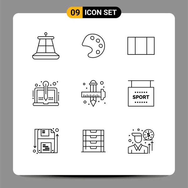 Set Vector Outlines Grid Graphic Draw Content Design Writer Editable — Stock Vector