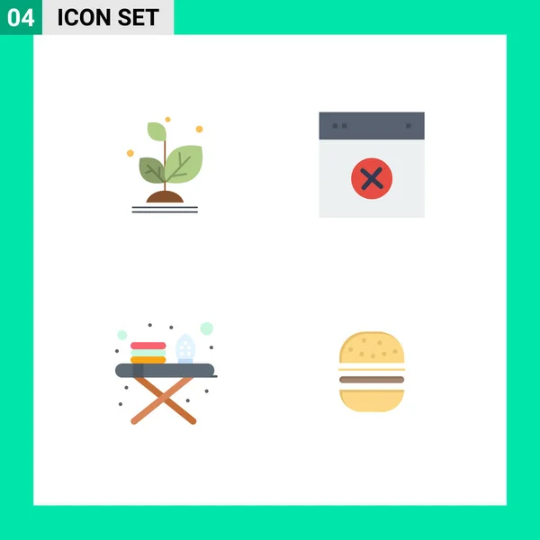 Mobile Interface Flat Icon Set Pictograms Plant Ironing Board Success — Stock Vector