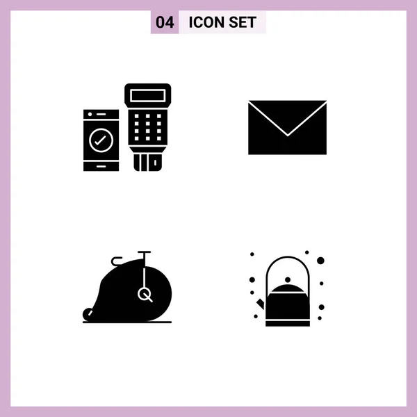 Universal Solid Glyph Signs Symbols Code Old Scan Mail Vehicle — Stock Vector