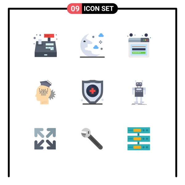 Conjunto Moderno Colores Planos Símbolos Como Seguros Inteligentes Cuenta Compartir — Vector de stock