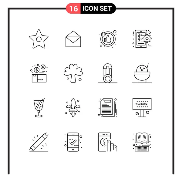 Universal Icon Symbols Group Modern Outlines Package Money Likes Bundle — Vetor de Stock